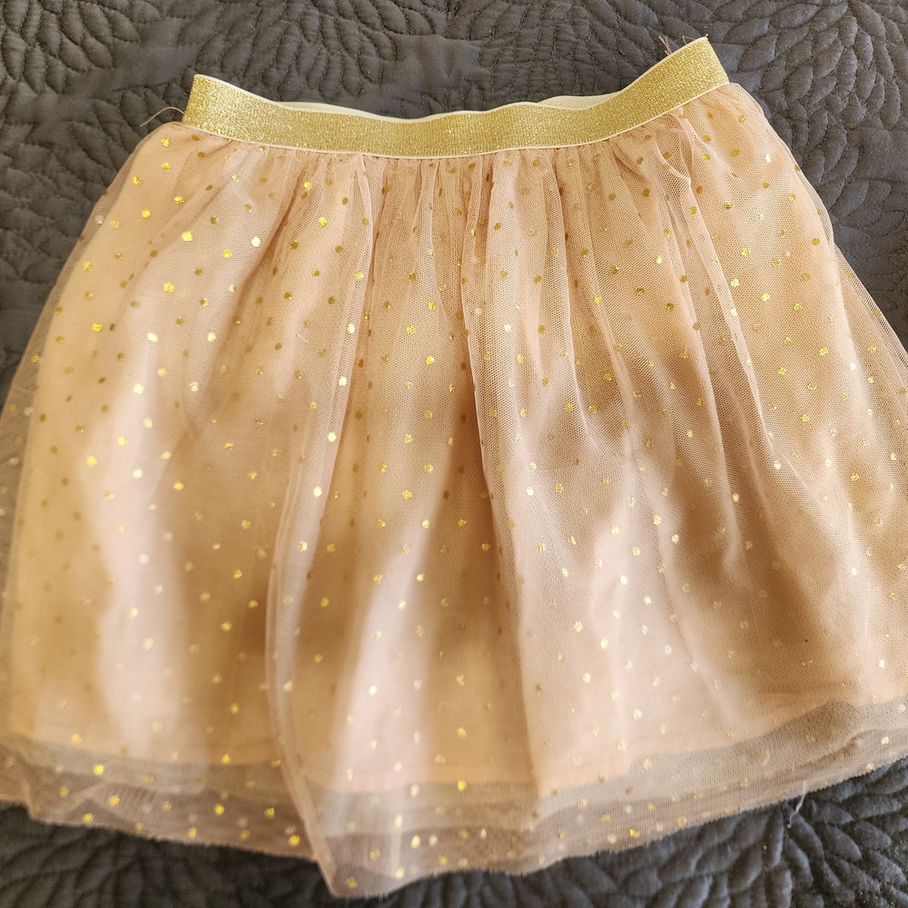 Peek From Nordsteom Gold Polka Dot Tulle Skirt